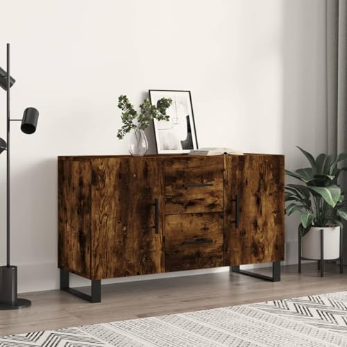 Gecheer Sideboard Räuchereiche 100x36x60 cm Holzwerkstoff, Moderne Kommode mit Schubladen und viel Stauraum für Wohnzimmer Flur Essbereich828201 von Gecheer