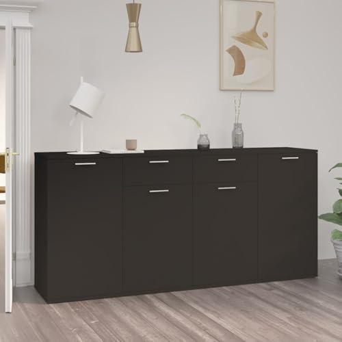 Gecheer Sideboard Schwarz 160x36x75 cm Holzwerkstoff Moderne Kommode mit Schubladen und viel Stauraum für Wohnzimmer Flur Essbereich Gecheer Sideboard Schwarz 160x36x75 cm Holzwerkstoff Moderne Kommode mit Schubladen und viel Stauraum für Wohnzimmer Flur Essbereich von Gecheer