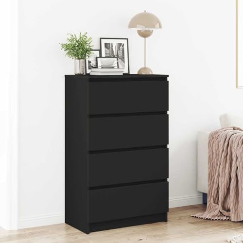 Gecheer Sideboard Schwarz 60x35x98,5 cm Holzwerkstoff Moderne Kommode mit Schubladen und viel Stauraum für Wohnzimmer Flur Essbereich Gecheer Sideboard Schwarz 60x35x98,5 cm Holzwerkstoff Moderne Kommode mit Schubladen und viel Stauraum für Wohnzimmer Flur Essbereich von Gecheer
