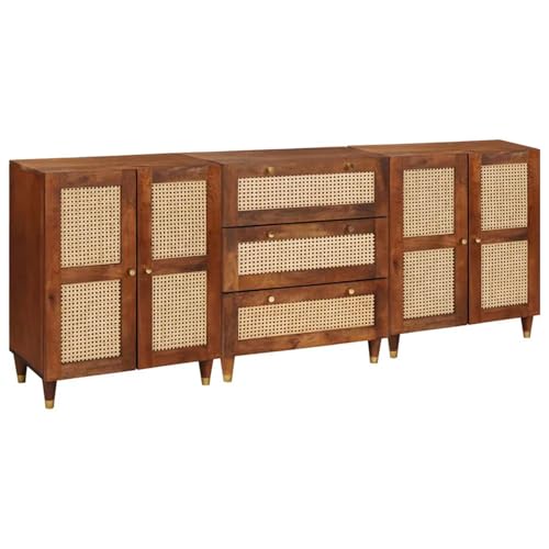 Gecheer Sideboard Set 3 pcs Braun 180 x 33 x 75 cm Massivholz Mango, Moderne Kommode mit Schubladen und viel Stauraum für Wohnzimmer Flur Essbereich3310170 Gecheer Sideboard Set 3 pcs Braun 180 x 33 x 75 cm Massivholz Mango, Moderne Kommode mit Schubladen und viel Stauraum für Wohnzimmer Flur Essbereich3310170 von Gecheer