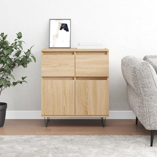 Gecheer Sideboard Sonoma-Eiche 60x35x70 cm Holzwerkstoff, Moderne Kommode mit Schubladen und viel Stauraum für Wohnzimmer Flur Essbereich831119 von Gecheer