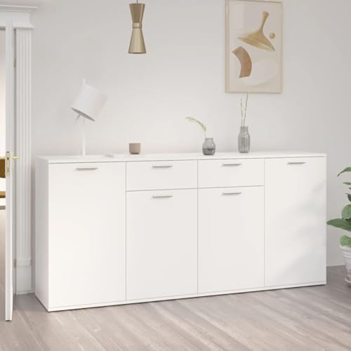 Gecheer Sideboard Weiß 160x36x75 cm Holzwerkstoff Moderne Kommode mit Schubladen und viel Stauraum für Wohnzimmer Flur Essbereich Gecheer Sideboard Weiß 160x36x75 cm Holzwerkstoff Moderne Kommode mit Schubladen und viel Stauraum für Wohnzimmer Flur Essbereich von Gecheer