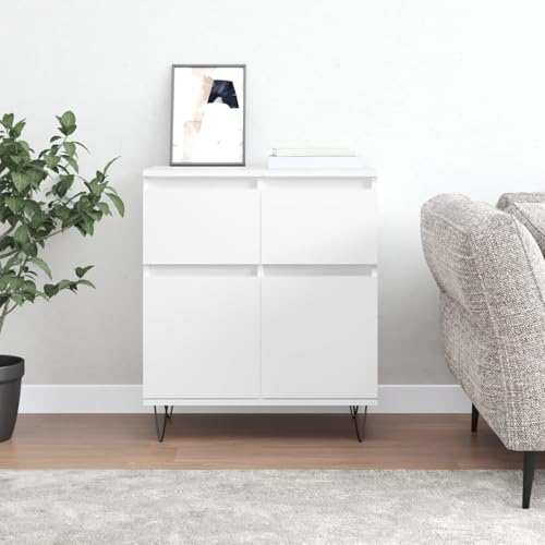 Gecheer Sideboard Weiß 60x35x70 cm Holzwerkstoff, Moderne Kommode mit Schubladen und viel Stauraum für Wohnzimmer Flur Essbereich831116 von Gecheer