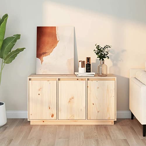 Gecheer Sideboard mit Fächer Beistellschrank Flurschrank Kommode Mehrzweckschrank Massivholz Kiefer 111x34x60 cm von Gecheer