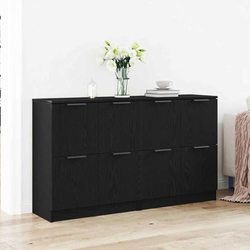 Gecheer Sideboards 2er Set Schwarz Eiche 60x30x70 cm Holzwerkstoff, Moderne Kommode mit Schubladen und viel Stauraum für Wohnzimmer Flur Essbereich3333073 Gecheer Sideboards 2er Set Schwarz Eiche 60x30x70 cm Holzwerkstoff, Moderne Kommode mit Schubladen und viel Stauraum für Wohnzimmer Flur Essbereich3333073 von Gecheer