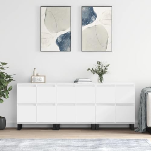 Gecheer Sideboards 3 STK.Kommode Anrichte Beistellschrank Mehrzweckschrank Schrank Lagerschrank Aufbewahrungsschrank Küchenschrank Badschrank Esszimmerschrank 180 x 35 x 70 cm (B x T x H) Weiß-424 von Gecheer