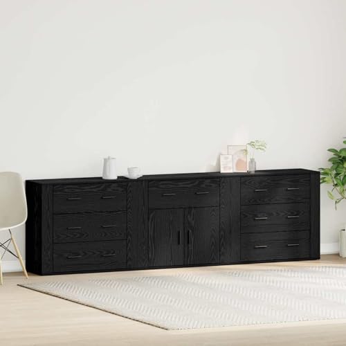 Gecheer Sideboards 3 Teile Schwarz Eiche Holzwerkstoff, Kommode Stilvolles Aufbewahrungsschrank mit Türen für Wohnzimmer Küche3333085 Gecheer Sideboards 3 Teile Schwarz Eiche Holzwerkstoff, Kommode Stilvolles Aufbewahrungsschrank mit Türen für Wohnzimmer Küche3333085 von Gecheer