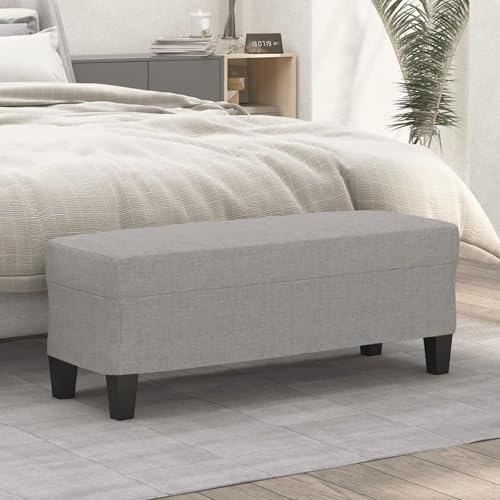 Gecheer Sitzbank Hellgrau 100x35x41 cm Stoff Hocker Fußablage als Sitzbank Flur im Wohnzimmer oder Schlafzimmer Gecheer Sitzbank Hellgrau 100x35x41 cm Stoff Hocker Fußablage als Sitzbank Flur im Wohnzimmer oder Schlafzimmer von Gecheer