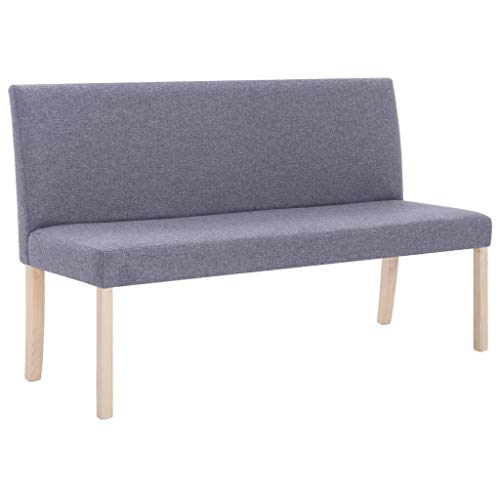 Gecheer Sitzbank mit Rückenlehne 139,5 x 54 x 85,5 cm (B x T x H) Klassisch Polsterbank Esszimmerbank Wartebank Bank Küchenbank Essbank Flurbank Wohnzimmer Hellgrau Polyester von Gecheer