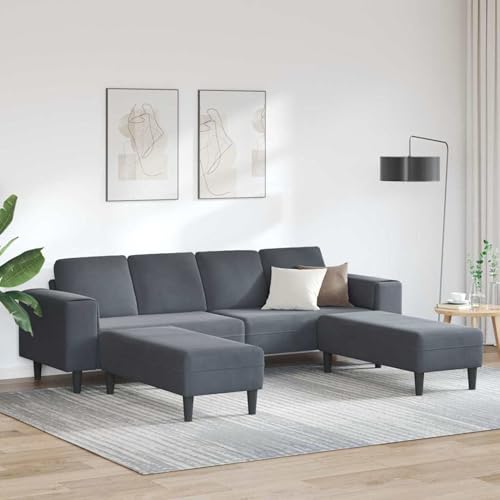 Gecheer Sofa Set 3 pcs Dunkelgrau Samt, Moderne Couch für Wohnzimmer Schlafzimmer Spielzimmer3335123 von Gecheer