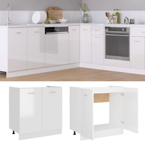 Gecheer Spülenunterschrank Lyon Hochglanz-Weiß 80x46x81 5 cm Holzwerkstoff Stauraum funktional langlebig für Küche Haushalt Gecheer Spülenunterschrank Lyon Hochglanz-Weiß 80x46x81 5 cm Holzwerkstoff Stauraum funktional langlebig für Küche Haushalt von Gecheer