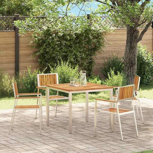 Gecheer Stapelbare Gartenstühle 4 Stück aus massivem Akazienholz und Metall, Gartenmöbel Stapelstuhl Balkonstühle für Outdoor Garten Café Camping42006202 von Gecheer