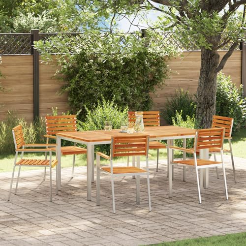 Gecheer Stapelbare Gartenstühle 6 STK 54.5x56x89 cm Massivholz Akazie Gartenmöbel Stapelstuhl Balkonstühle für Outdoor Garten Café Camping von Gecheer