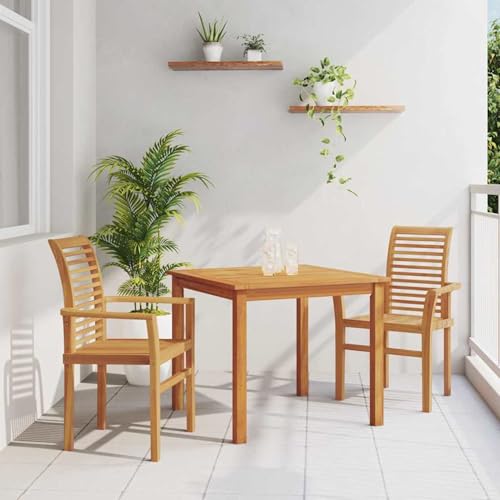 Gecheer Stapelbarer Gartenstuhl 2 Stück Massivholz Teak, Gartenmöbel Stapelstuhl Balkonstühle für Outdoor Garten Café Camping42007595 von Gecheer