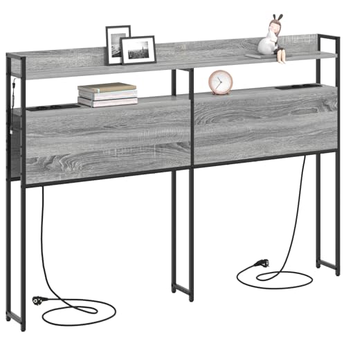 Gecheer Stauraum-Kopfteil Grau Sonoma 150 cm Holzwerkstoff Bettkopfteil für Schlafzimmer Hotel Erwachsene Kinder Jugendliche Doppelbett von Gecheer