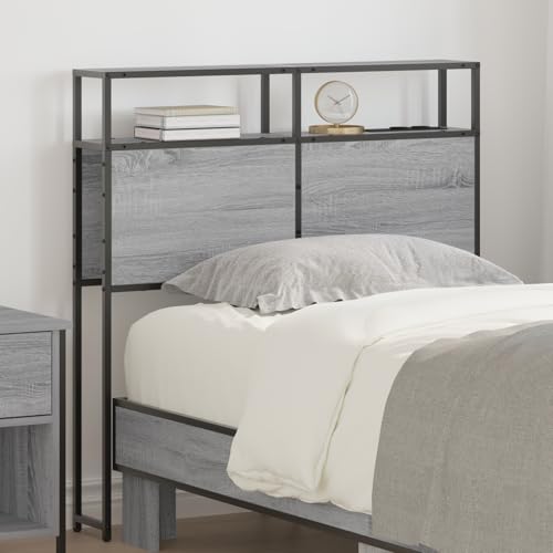 Gecheer Stauraum-Kopfteil mit Kopfteil mit Speicher Grau Sonoma 100 cm Holzwerkstoff Bettkopfteil für Schlafzimmer Hotel Erwachsene Kinder Jugendliche Doppelbett von Gecheer