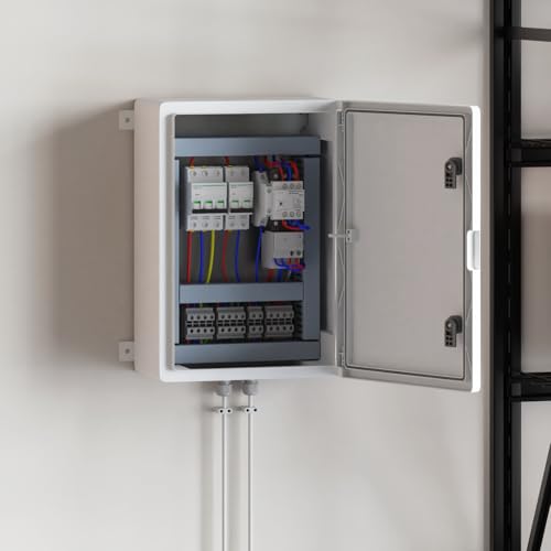 Gecheer Steuerschrank Grau 35 x 19.5 x 50 cm Plastik, Schaltschrank Wasserdichtes Industriegehäuse Leergehäuse für Gebäudeautomatisierung Verteilerkasten-Ersatz von Gecheer