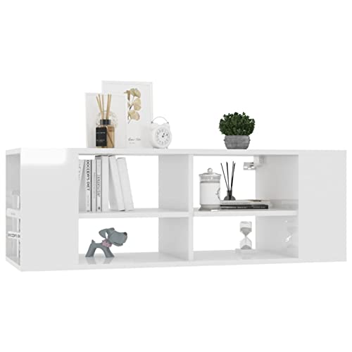 Gecheer TV Schrank, Hängeschrank, Wandschrank, TV-Kommode, Fernsehschrank, Hängeboard, Moderner Fernsehtisch mit Ebenen Regal, Spanplatte, Hochglanz-Weiß 102x35x35 cm von Gecheer