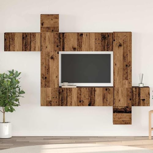Gecheer TV-Schrank-Set 10 pcs Altholz 30,5 x 30 x 90 cm Holzwerkstoff, Moderne Wohnzimmer Schrankwand für Wohnzimmer Büro Loft-Wohnungen3393243 von Gecheer