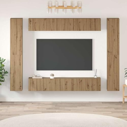 Gecheer TV-Schrank-Set 10 pcs Eiche handwerklich 30,5 x 30 x 90 cm, Moderne Wohnzimmer Schrankwand für Wohnzimmer Büro Loft-Wohnungen3393152 von Gecheer