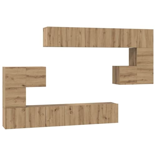 Gecheer TV-Schrank-Set 10 pcs Eiche handwerklich 60 x 30 x 30 cm, Moderne Wohnzimmer Schrankwand für Wohnzimmer Büro Loft-Wohnungen3393320 von Gecheer
