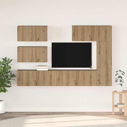 Gecheer TV-Schrank-Set 6 pcs Eiche handwerklich 30,5 x 30 x 90 cm Moderne Wohnzimmer Schrankwand für Wohnzimmer Büro Loft-Wohnungen von Gecheer