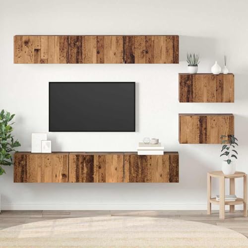 Gecheer TV-Schrank-Set 8 pcs Altholz 60 x 30 x 30 cm Holzwerkstoff, Fernsehschrank Fernsehtisch Wohnwand für Wohnzimmer Home-Cinema Gamerzimmer3393351 von Gecheer