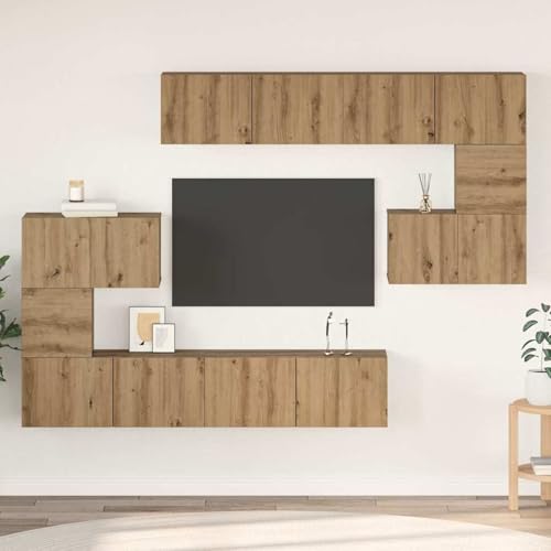 Gecheer TV-Schrank-Set 8 pcs Eiche handwerklich 80 x 30 x 30 cm Moderne Wohnzimmer Schrankwand für Wohnzimmer Büro Loft-Wohnungen von Gecheer