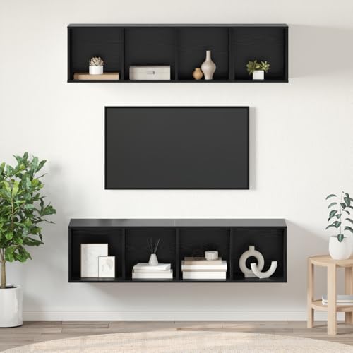 Gecheer TV-Schrank Set mit Regal mit Speicher 3 pcs Schwarze Eiche Holzwerkstoff, Moderne Wohnzimmer Schrankwand für Wohnzimmer Büro Loft-Wohnungen Gecheer TV-Schrank Set mit Regal mit Speicher 3 pcs Schwarze Eiche Holzwerkstoff, Moderne Wohnzimmer Schrankwand für Wohnzimmer Büro Loft-Wohnungen von Gecheer