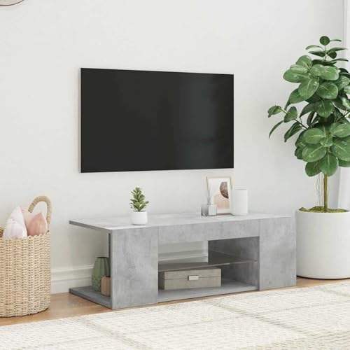 Gecheer TV-Schrank mit LED-Lichtern, zementgrau, 90 x 39 x 30 cm, modernes TV-Möbel-Set mit LED von Gecheer
