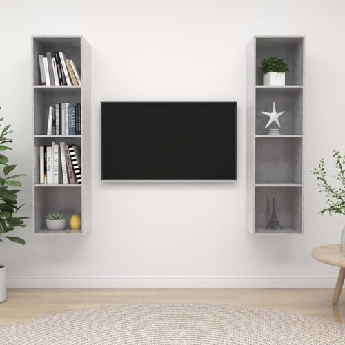 Gecheer TV-Wandschränke 2 STK. Betongrau Holzwerkstoff, Moderne Wohnzimmer Schrankwand für Wohnzimmer Büro Loft-Wohnungen3079866 Gecheer TV-Wandschränke 2 STK. Betongrau Holzwerkstoff, Moderne Wohnzimmer Schrankwand für Wohnzimmer Büro Loft-Wohnungen3079866 von Gecheer