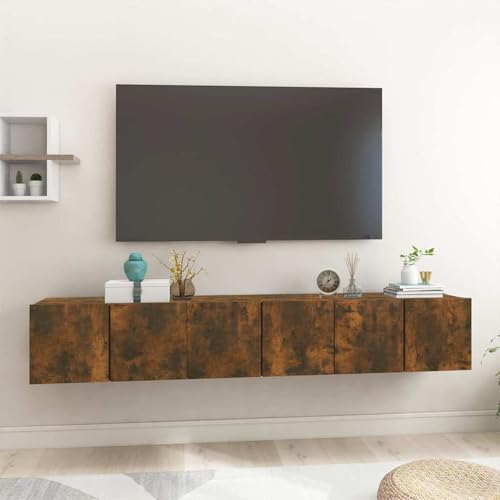 Gecheer TV-Wandschränke 3 STK. Räuchereiche 60x30x30 cm, Moderne Wohnzimmer Schrankwand für Wohnzimmer Büro Loft-Wohnungen815869 von Gecheer