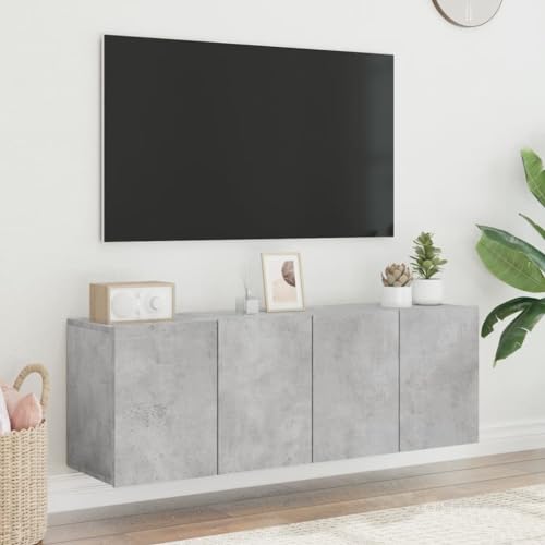 Gecheer TV Wandschrank 2 Stk. Wohnwand TV-Schrank TV Möbel Hängeboard TV Lowboard Fernsehschrank Fernsehtisch Hängeschrank Fernsehwand TV Board Hängender Schrank Wohnzimmer Möbel Betongrau 60x30x41 cm von Gecheer
