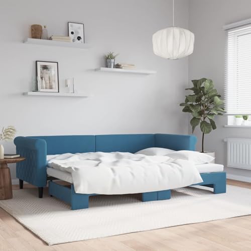 Gecheer Tagesbett Ausziehbar Blau 80x200 cm Samt von Gecheer