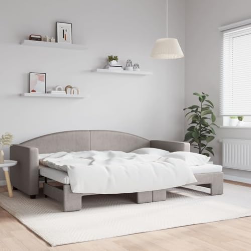 Gecheer Tagesbett Ausziehbar Taupe 80x200 cm Stoff von Gecheer