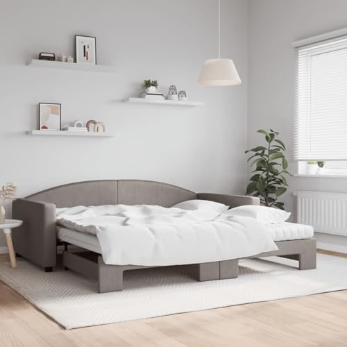 Gecheer Tagesbett Ausziehbar mit Matratzen Taupe 100x200 cm Stoff Gecheer Tagesbett Ausziehbar mit Matratzen Taupe 100x200 cm Stoff von Gecheer