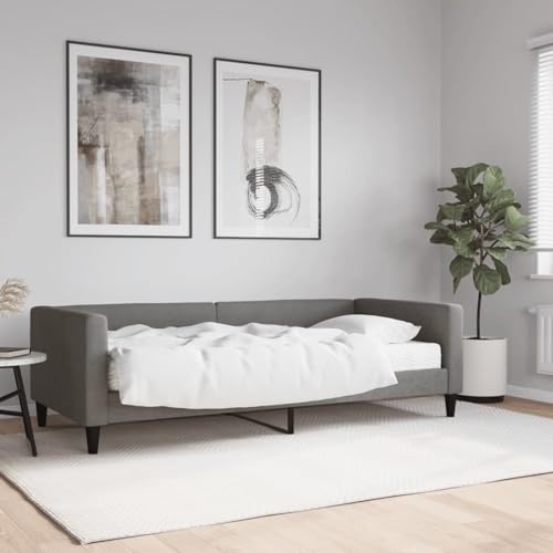 Gecheer Tagesbett mit Matratze Dunkelgrau 90x190 cm Stoff von Gecheer