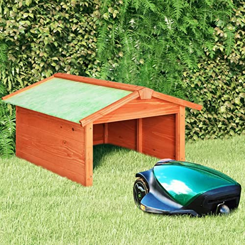 Gecheer Tannenholz Massiv Mähroboter Garage Dach Unterstand Überdachung Rasenmäher Überdachung Holzgarage Rasenroboter Mährobotergarage 72 x 87 x 50 cm (B x T x H) von Gecheer