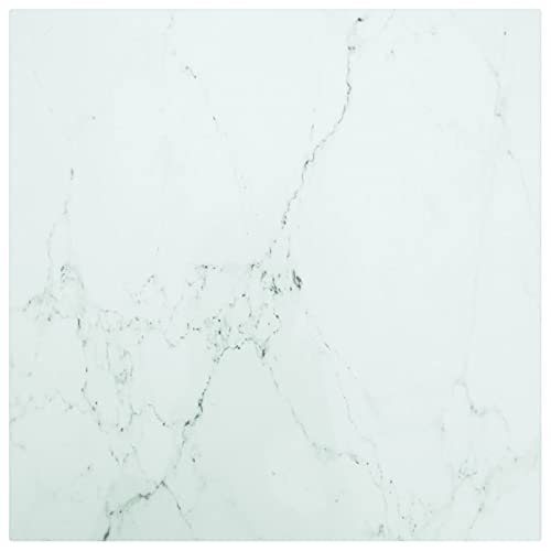Gecheer Tischplatte Ersatztischplatte Marmorplatte Glasplatte für Esstisch Couchtisch Weiß 50x50 cm 6 mm Hartglas in Marmoroptik von Gecheer