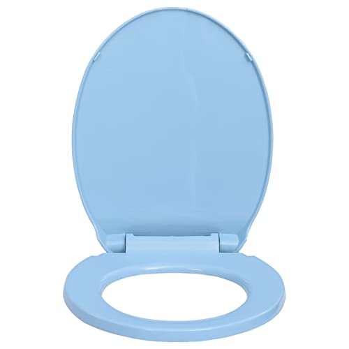 Gecheer Toilettensitz mit Absenkautomatik Softclose Quick-Release WC Sitz 46 x 34 cm (L x B) Deckel Klodeckel Klositz Klobrille Toilettendeckel Blau Oval Mit Soft-Close-Funktion/Absenkautomatik,Blau von Gecheer