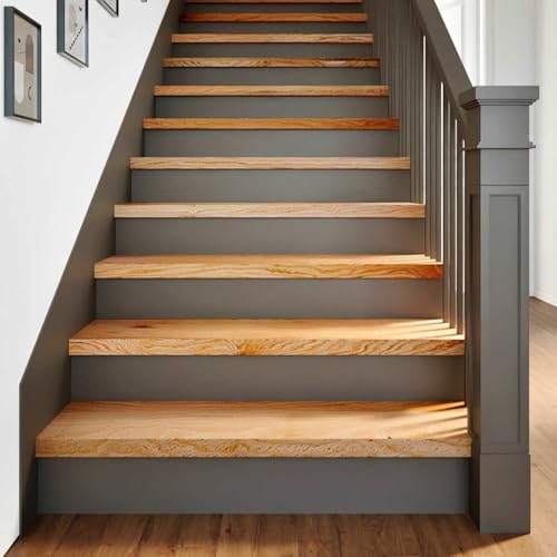 Gecheer Treppenstufen 12 STK. Hellbraun 100x30x2 cm Massivholz Eiche von Gecheer