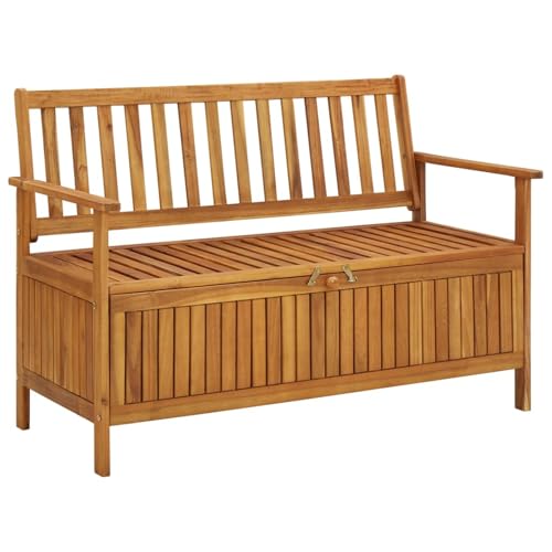 Gecheer Truhe für den Garten, 120 cm, aus massivem Akazienholz, Set Entspannung für die Terrasse von Gecheer
