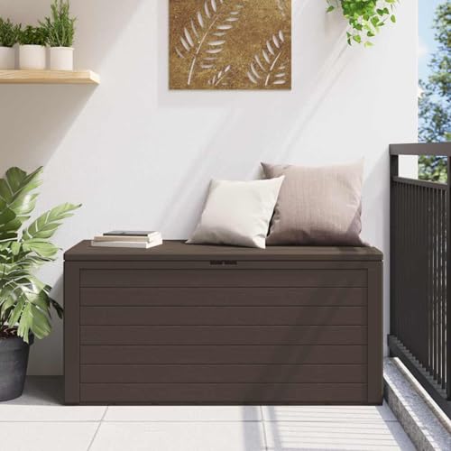 Gartentruhe Braun 116x44x55 cm, Outdoor-Box, Terrassen- und Gartenmöbel für Familie und Freizeit von Gecheer