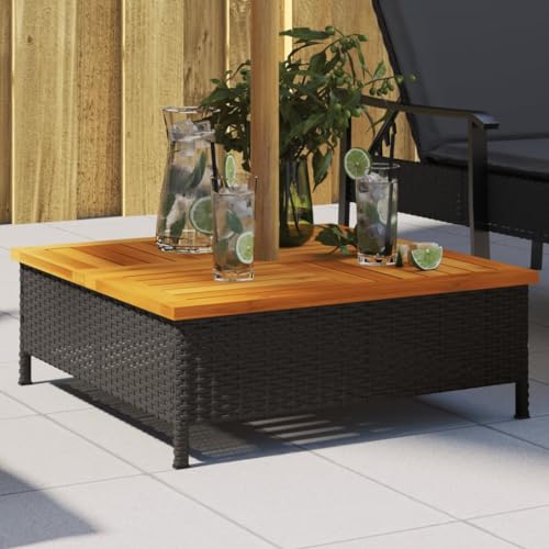 Gecheer Verkleidung für Sonnenschirmständer, Schirmständerabdeckung mit viel Platz für Blumen Getränke, Schirmständer Abdeckung mit Stahlrahmen, Sonnenschirmhalter Gartenmöbel, Schwarz 70x70x25 cm von Gecheer