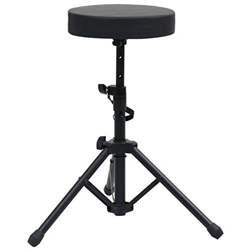 Gecheer Verstellbarer Drumhocker mit klappbaren Beinen Höhenverstellbar Donner Schlagzeughocker Schwarz Rund 22 x (47,5-62) cm von Gecheer