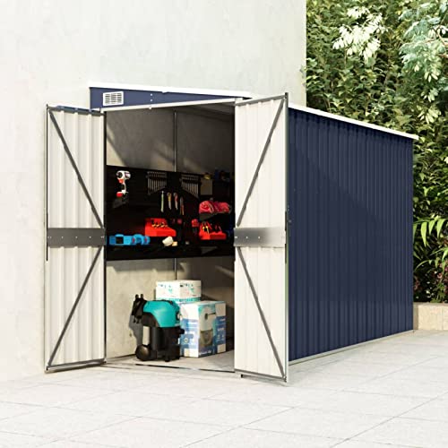 Gecheer Wand Geräteschuppen Metall Gerätehaus Gartenhaus Gartenschuppen Lagerschuppen Gartenschrank Metall-Schrank Metallgerätehaus Schuppen mit Sperrfunktion Anthrazit 118x288x178 cm Stahl von Gecheer