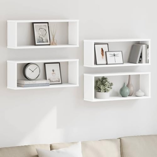 Gecheer Wanddekoration, Wandregal, Würfel, 4 Stück, weiß, 60 x 15 x 23 cm, Holz von Gecheer