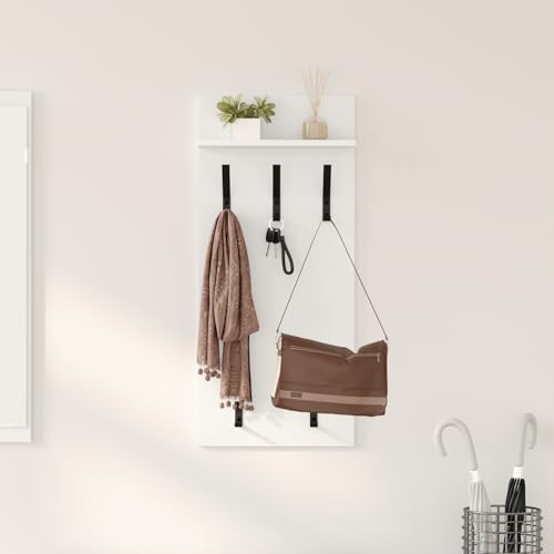 Gecheer Wandmontierter Kleiderständer mit Regal Wandmontiert Weiß 90 x 40 x 10 cm, Garderobenhaken Wandgarderobe für Flur Wohnzimmer Wohnungseingang Gecheer Wandmontierter Kleiderständer mit Regal Wandmontiert Weiß 90 x 40 x 10 cm, Garderobenhaken Wandgarderobe für Flur Wohnzimmer Wohnungseingang von Gecheer