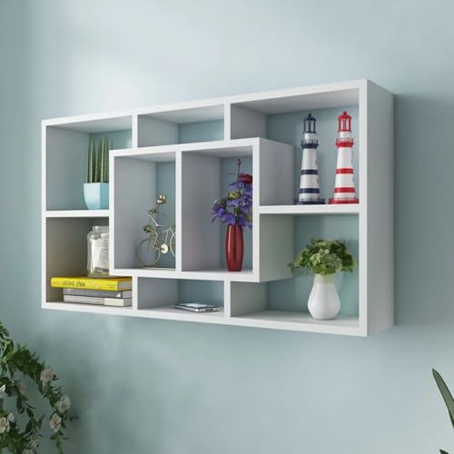 Gecheer Wandregal Hängeregal Weiß 8 Fächer Melaminbeschichtetes Holzwerkstoff Unsichtbares Montagesystem Für Bücher Pflanzen Dekor Gecheer Wandregal Hängeregal Weiß 8 Fächer Melaminbeschichtetes Holzwerkstoff Unsichtbares Montagesystem Für Bücher Pflanzen Dekor von Gecheer