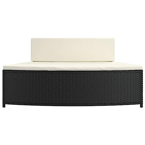 Gecheer Whirlpool Umrandung Witterungsbeständig Verkleidung Poolumrandung Poolverkleidung Schwarz Poly-Rattan und Massivholz Akazie von Gecheer